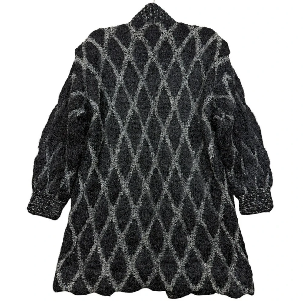 Vintage Colleen Toland San Francisco Hand Knitted Cardigan S Black Mohair 80s